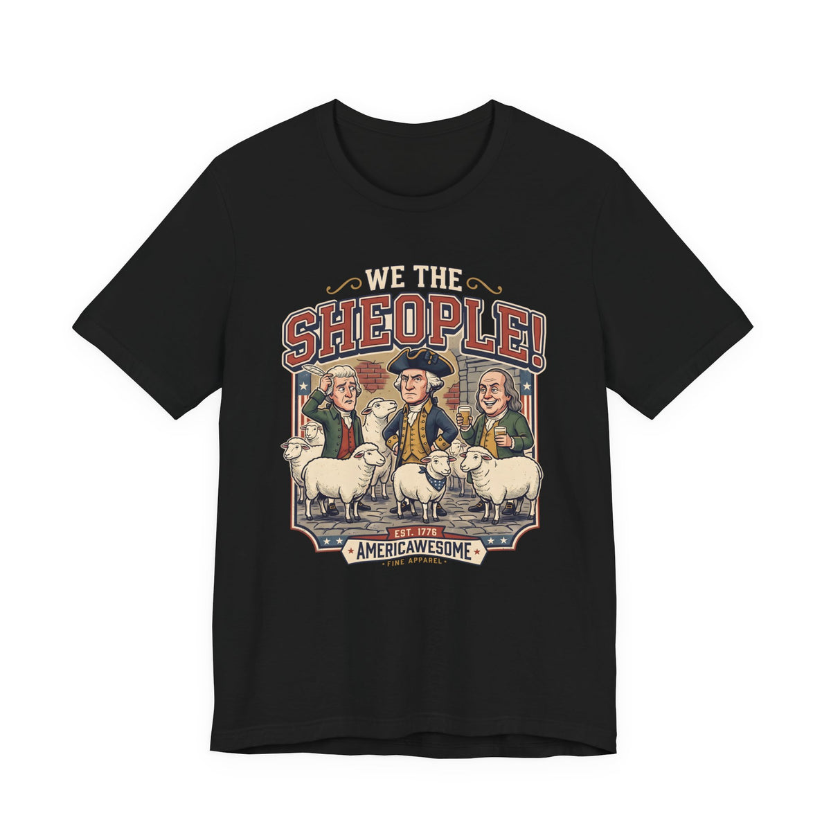WE THE SHEOPLE! graphic tee in Red, front view.